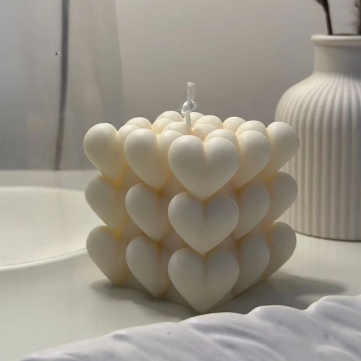 Διακοσμητικό Κερί «Καρδιές» από Κερί Σόγιας