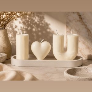 Σετ Διακόσμησης «Love U» με Κεριά Σόγιας & Δίσκο Ακρυλικής Ρητίνης