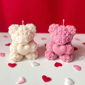 Διακοσμητικό Κερί «Αρκουδάκι με Καρδιά» από Κερί Σόγιας