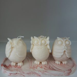 Σετ Διακοσμητικών Κεριών «Κουκουβάγιες» από Κερί Σόγιας