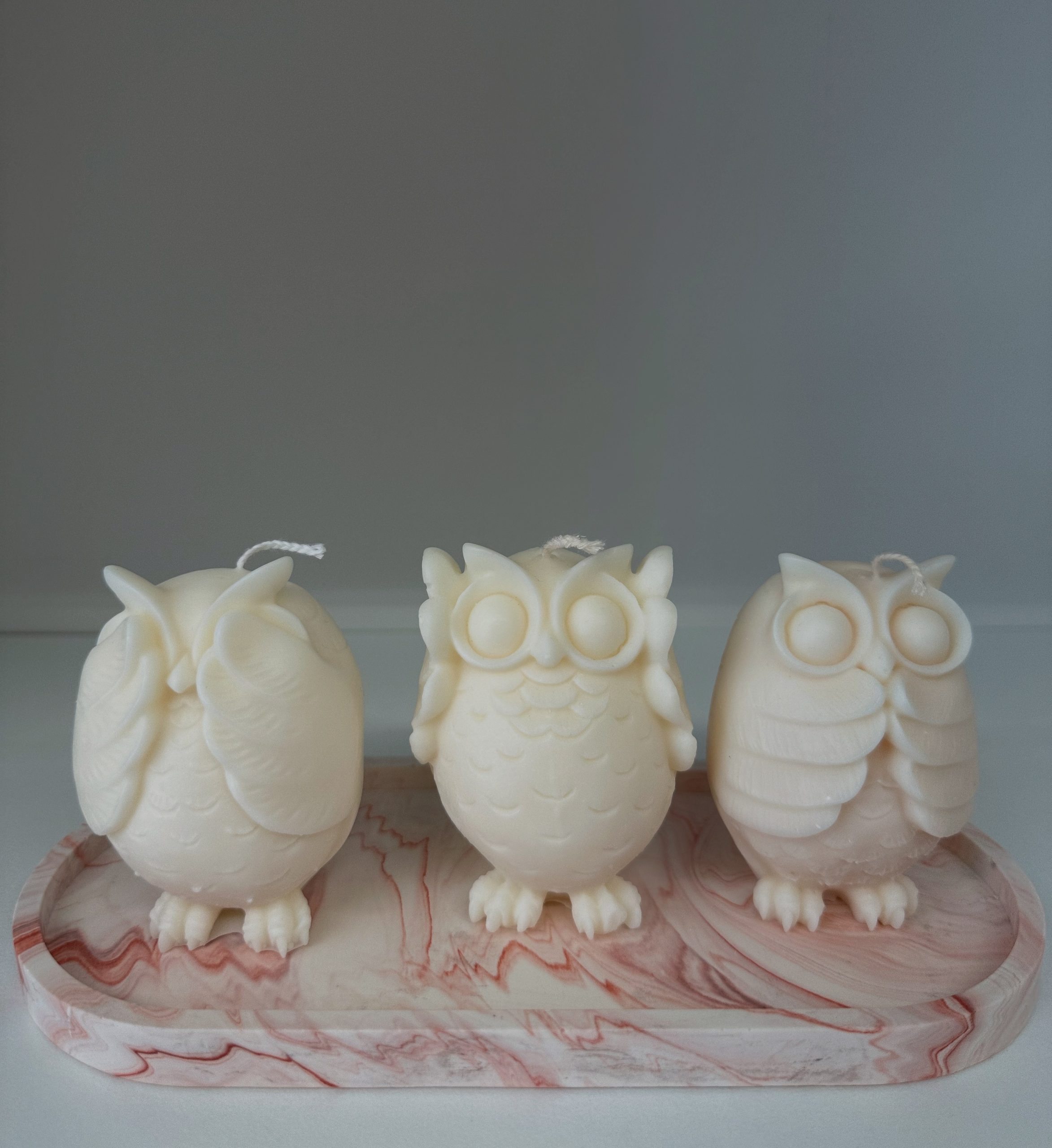 Σετ Διακοσμητικών Κεριών «Κουκουβάγιες» από Κερί Σόγιας