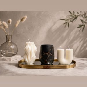 Modern Harmony Set – Σετ Χειροποίητων Αρωματικών Κεριών Σόγιας με Διακοσμητικό Δίσκο