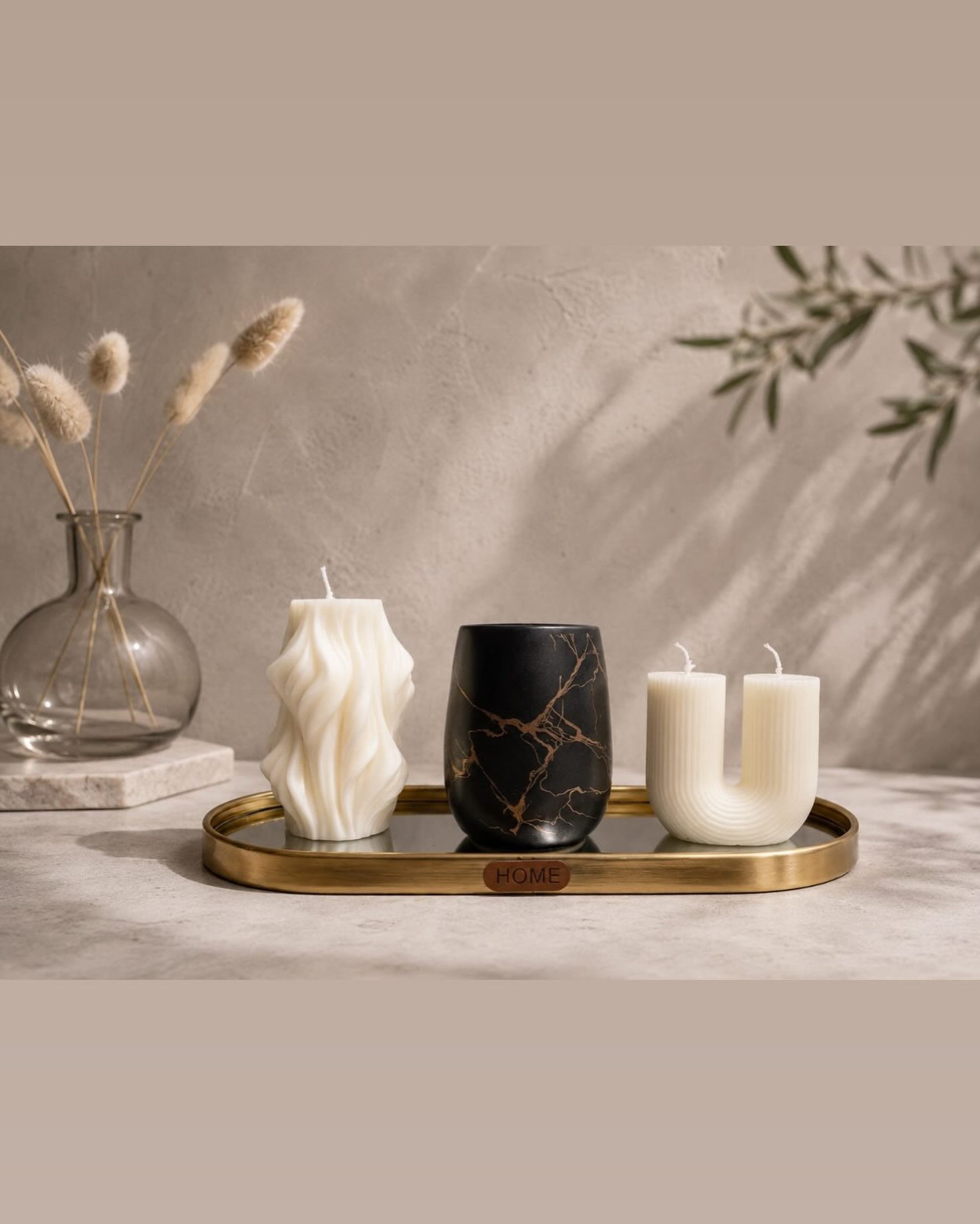 Modern Harmony Set – Σετ Χειροποίητων Αρωματικών Κεριών Σόγιας με Διακοσμητικό Δίσκο