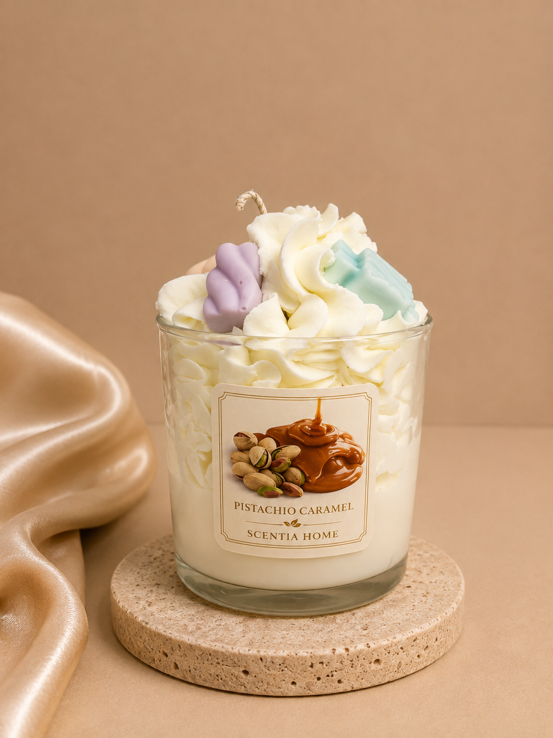 Αρωματικό Κερί Pistachio Caramel σε Γυάλινο Ποτήρι από κέρι σόγιας
